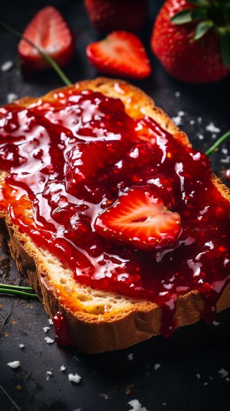 Strawberry Jam – Chasety Bread With Jam, Homemade Strawberry Jam, Strawberry Season, Strawberry Filling, How To Make Jam, Fruit Jam, On Toast, Jam Jar, Looks Yummy