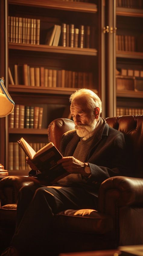 Man Reading Aesthetic, Men Reading Books Aesthetic, Man Reading Book Aesthetic, Man In Library, Reading Books Photography, Old Man Reading, Man Reading Book, Person Reading, Old Man Pictures