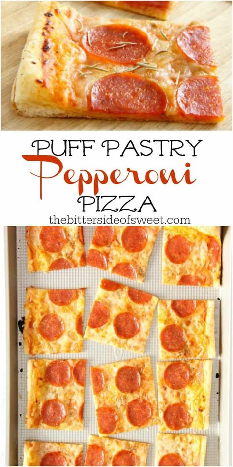 Pizza Using Puff Pastry, Puff Pastry Pizza Recipes, Puff Pastry Pepperoni, Pastries Ideas, New Appetizers, Puff Pastry Recipes Dinner, Puff Pastry Pizza, Sweet Pizza, Pizza Dip