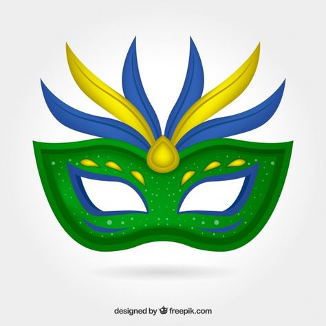 Flat brazilian carnival mask Free Vector Carnival Mask Drawing, Brazil Festival, Daycare Room Ideas, Carnival Background, Carnaval Outfit, Brazilian Carnival, Brazil Carnival, Mask Drawing, Carnival Mask