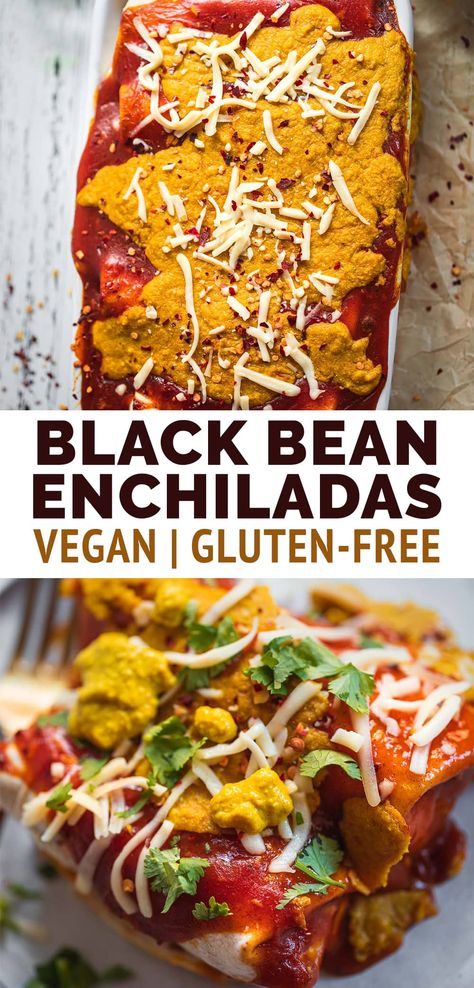 These vegan black bean enchiladas are incredibly flavourful, savoury and great for a cosy dinner. They are made with a homemade enchilada sauce and plant based cheese. #enchiladas #vegandinner Inflammation Diet Recipes, Vegan Enchiladas, Black Bean Enchiladas, Plant Based Cheese, Bean Enchiladas, Homemade Enchilada Sauce, Vegan Cheese Sauce, Homemade Enchiladas, Cheese Enchiladas