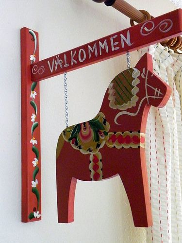 Valkommen Dala Horse Sign | beebers31 | Flickr Horse Sign, Swedish Girls, Red Horse, Swedish Christmas, Swedish Style, Dala Horse, Scandinavian Folk Art, Deco Boheme, Nordic Christmas