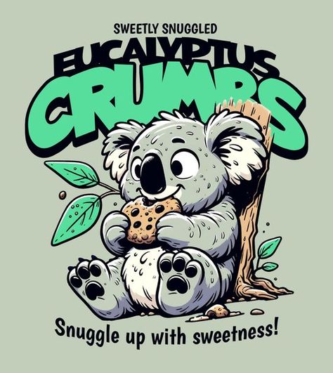 Poster Illustration Design, Koala Funny, Cookie Delight, Batman Comic Cover, Screen Printing Art, Sticker Designs, Graphic Tshirt Design, Graphic Tee Design, Animal Tshirt