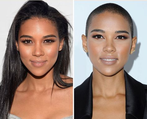 Shave Your Head, Buzzed Hair Women, Buzz Cut Women, Girls With Shaved Heads, Alexandra Shipp, Before And After Haircut, Shaved Hair Cuts, Shaved Head Women, Buzzed Hair