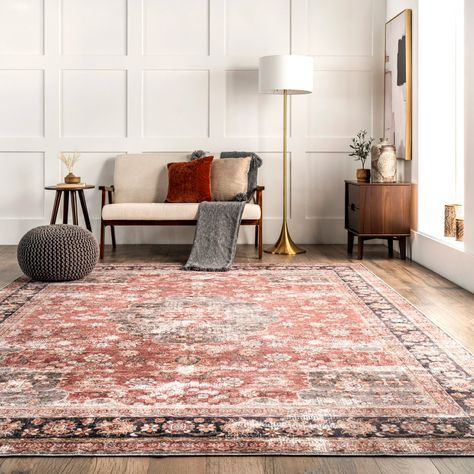 Canora Grey Buine Oriental Area Rug in Red | Wayfair Laundry Room Rugs, Living Room Red, Area Rug For Living Room, Solid Color Rug, Hall Rugs, Washable Area Rug, Rugs Usa, Living Room Area Rugs, Rug For Living Room