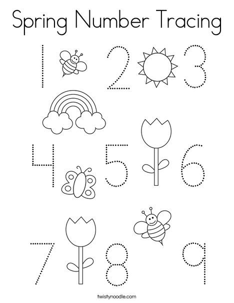 Spring Number Tracing Coloring Page - Twisty Noodle Simple Worksheets For Preschool, Spring Numbers Preschool, Number Tracing For Preschool, May Worksheets For Preschool, All About Spring Preschool, April Worksheets For Preschool, Spring Math For Preschool, Spring Time Worksheets Preschool, Spring Preschool Coloring Pages