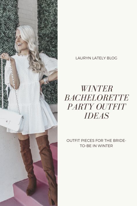 Winter bachelorette party outfit ideas! Bride Outfits For Bachelorette Party Winter, Bachelorette Party Outfits Winter, Winter Hens Party Outfit, Bachelorette Outfits Winter, Fall Bachelorette Party Outfit Bride, Cold Bachelorette Party Outfit, Cold Weather Bachelorette Outfit, Winter Bachelorette Party Outfit Bride, Bachorlette Party Outfits