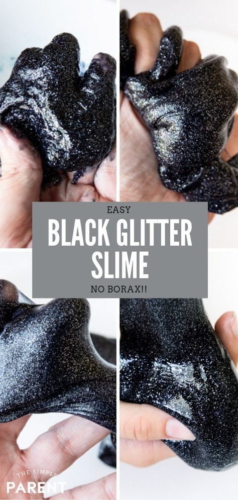 Diy Contact Solution, Baking Soda Slime, Slime With Contact Solution, Black Slime, Cool Slime Recipes, Borax Slime, Contact Solution, Easy Slime Recipe, Saline Solution