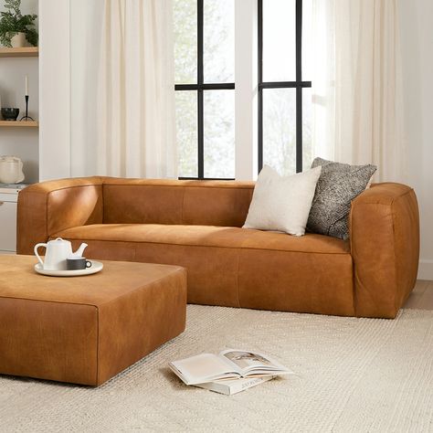 Brown leather sofa living room ideas