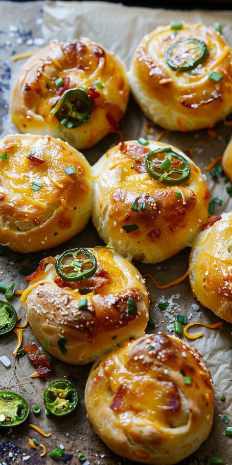 Jalapeno Popper Stuffed Rolls [50 Minutes] – Chasety Savory Roll Ups, Filled Bread Recipes, Savory Baking Ideas, Hostess Food Ideas, Stuffed Rolls Recipe, Savory Rolls Recipe, Bread Rolls Recipe Stuffed, Savory Pastry Recipes, Jalapeño Rolls