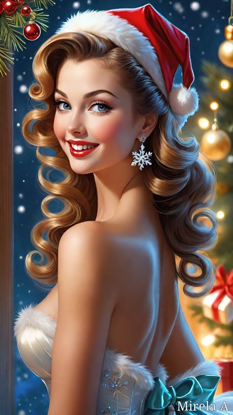 Mirela Anton, Xmas Photos, Christmas Girls, Xmas 2024, Retro Pin Up, Dream Art, Christmas Fashion, Christmas Designs, Christmas Girl