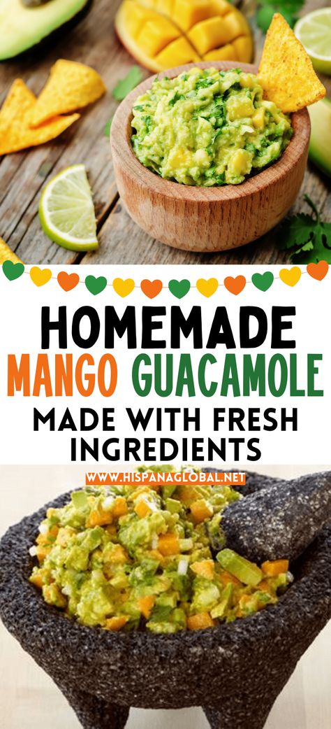 Mango Appetizer, Traditional Guacamole Recipe, Mango Guacamole Recipe, Pineapple Guacamole, Mango Guacamole, Black Color Hairstyles, Homemade Guacamole Recipe, Avocado Guacamole, Guacamole Recipe Easy