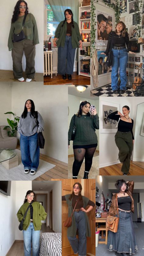 Grunge Plus Size Outfits, Plus Size Indie Outfits, College Outfits Plus Size, Curvy Casual Outfits, College Outfits Winter, Simple Style Outfits, Fall Plus Size, Earthy Outfits, Plus Size Summer Outfit