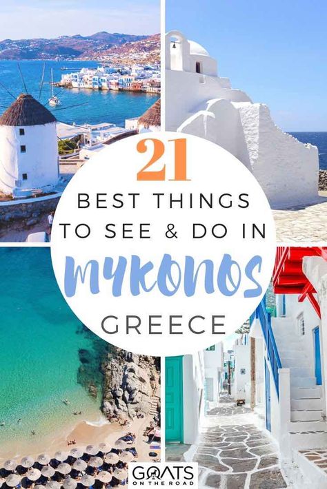 Looking for the best things to do in Mykonos, Greece? With beautiful beaches, great nightlife, aesthetic windmills to visit, this destination is a must for your bucketlist. So start planning your trip and take a look at our tips for your itinerary, including what food to try, what sights to see, and what to do in Mykonos. | #beautifuldestinations #greecetravel #europe Things To Do In Mykonos, Nightlife Aesthetic, Europe Food, Food To Try, Greek Travel, Mykonos Town, Greek Isles, Greece Travel Guide, Tropical Travel