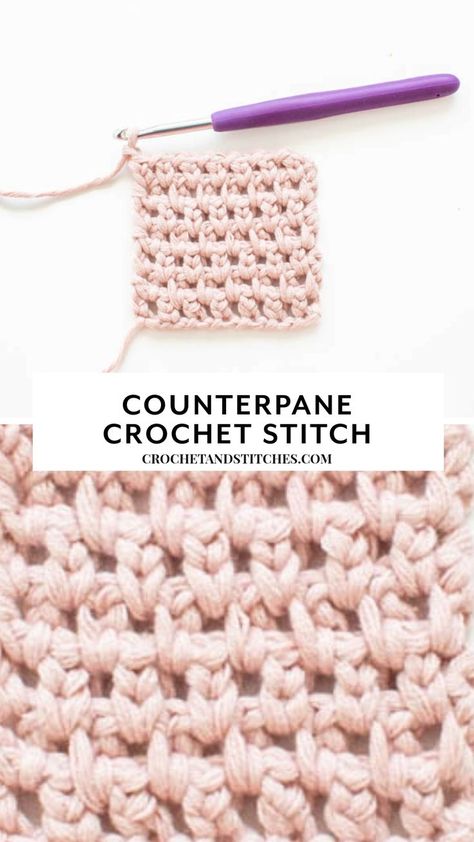 Counterpane Crochet Stitch Reversible Crochet Stitches, Crochet Stitches For Bulky Yarn, Simple Crochet Stitches, Advanced Crochet Stitches, Stretchy Crochet, Crochet Throw Pattern, Advanced Crochet, Shell Stitch, Crochet Stitches For Beginners