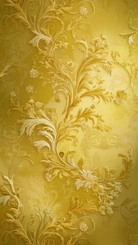 Immerse yourself in the delicate beauty of our vintage-inspired yellow wallpaper background. This exquisite design features intricate, swirling patterns that echo the grandeur of Victorian artistry, with subtle floral motifs intricately woven into the design. Elements of damask and baroque styles are seamlessly incorporated, adding layers of depth and elegance. Soft, varying shades of yellow, from pale daffodil to rich gold, create a warm and sophisticated ambiance. Perfect for luxurious and historically rich settings, this wallpaper exudes timeless beauty and grandeur, making it an impeccable choice for any refined interior. Victorian Style Wallpaper, Warm Floral Wallpaper, Classy Wallpaper, Golden Background, Victorian Furniture, Yellow Wallpaper, Damask Wallpaper, Swirl Pattern, Baroque Fashion