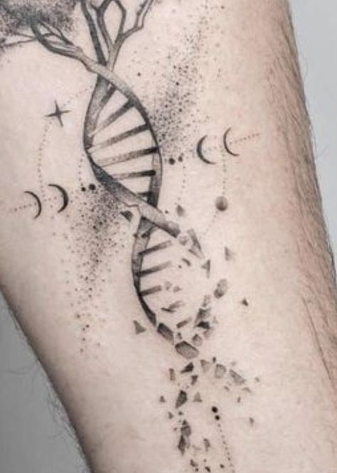 Dna Tatoos, Dna Tattoo Ideas Men, Dna And Music Tattoo, Dna Tree Tattoo Design, Dna Tattoo Design, Dna Strand Tattoo Design, Dna Strand Tattoo, Rip Tattoos For Mom, Swirl Tattoo