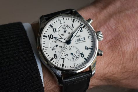 Hands-On - IWC Pilot's Watch Chronograph Edition "150 Years" IW377725 (Specs & Price) White Dial Watch Men, Flieger Watch, Mens Accessories Necklace, Mens Accessories Vintage, Iwc Watches Pilot, Mens Accessories Bracelet, Nice Watches, Iwc Schaffhausen, Nice Watch