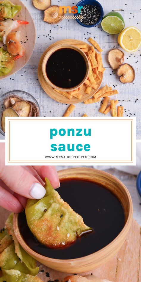 Balanced with sweet, salty, and citrusy flavor and tons of umami, this Homemade Ponzu Sauce recipe is a winner on so many dishes! Ponzo Sauce Recipe, Eel Sauce Recipe, Egg Roll Dipping Sauce, Ponzu Sauce Recipe, Peri Peri Sauce Recipe, Healthy Condiments, Dressings Recipes, Best Sauce Recipe, Ponzu Sauce