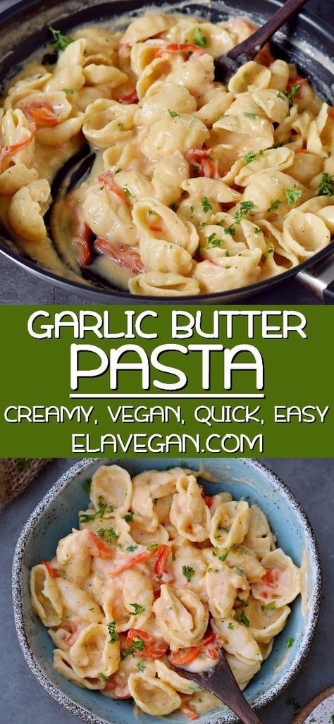 Vegan Sauce Recipes, Garlic Butter Pasta, Vegan Sauce, Vegan Pasta Dish, Dairy Free Recipes Dinner, Dairy Free Pasta, Pasta Easy, Dairy Free Dinner, Butter Pasta