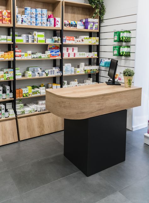 Pharmacy Consultation Room, Supplement Shop Interior Design, Small Pharmacy Design, Supplement Shop, Pharmacy Art, Eyewear Store Design, Pharmacy Decor, Store Shelves Design, Pharmacy Store