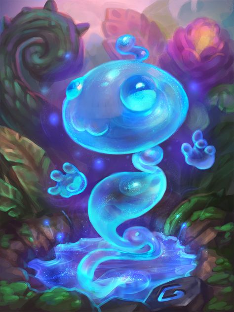 ArtStation - Water elemental, Anton Zemskov Air Elemental, Water Elemental, Cute Fantasy Creatures, Spirited Art, Fantasy Creatures Art, Art Contest, Creature Concept Art, Mystical Creatures, Monster Art