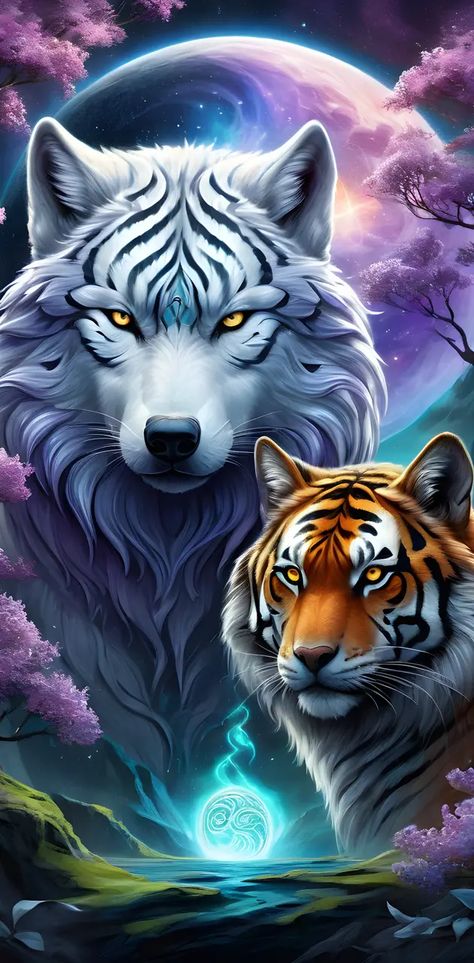 Wolf And Tiger, Zedge Wallpapers, Native American Wolf Art, Native American Wallpaper, Kid Wallpaper, Tiger Spirit Animal, Big Cats Photography, Wolf Life, Wolf Images