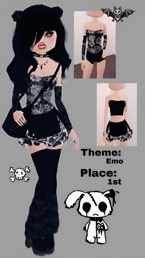 Dress To Impress emo outfit Dti Roblox Outfits Scene, Dti Emo Theme Outfit, Dti Roblox Emo Outfit, Dti Roblox Gothic, Detective Dti Theme, Emo Dress To Impress Roblox Game, Dti Theme I Would Never Wear This, Dti Emo Outfit Idea, Roblox Dti Ideas