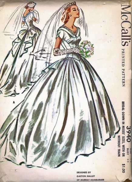 McCalls3940 Vogue Wedding Dress Patterns, Bridal Dress Patterns, Vintage Wedding Dress Pattern, Gown Patterns, Wedding Gown Patterns, Mccalls Patterns Dress, Mccalls Patterns Vintage, Gown Sewing Pattern, Bridal Gowns Vintage