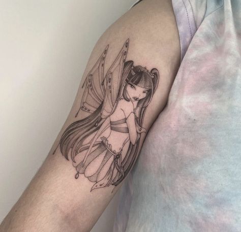 Winx Club Tattoo Ideas, Winx Tattoos, Winx Club Tattoo, Musa Tattoo, Painted Lady Tattoo, Fairy Tail Tattoo, Basic Tattoos, Club Tattoo, Collar Bone Tattoo