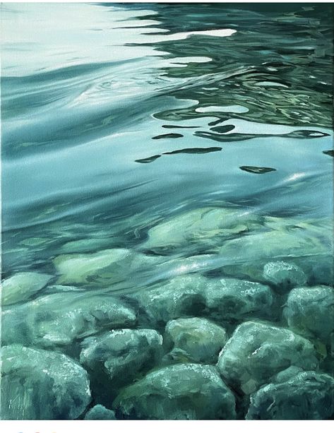 Water Art Drawing, Under Water Art, Water Reference, Painting Of Water, How To Paint Water, Water Inspiration, Abstract Watercolors, Ocean Landscape Painting, Water Artwork