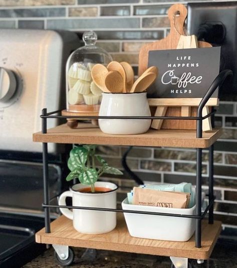 Coffee Station Ideas Countertop, Coffee Bar In Kitchen, Coffee Bar Ideas Kitchen, Bar In Kitchen, Coffee Bar Ideas Kitchen Counter, Coffee Bar Cart, Coffee Station Kitchen, Coin Café, Coffee Bar Station