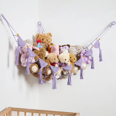 PRICES MAY VARY. DISPLAY YOUR CUTE PLUSHIES: Compared to other toy organizers net, our bohemian-style corner hanging hammock that has adorable edges decorated with tassel and half-circle macrame.for stuffed animal stroage is a fun, beautiful, and functional idea as a plush toy holder solution for crowded kids' rooms.The net features an elegant pattern with soft cotton cord, brightening up a corner of daughter bedroom or baby girl nursery. FREE UP FLOOR & SAVING SPACE & MULTIPLE: Keep plush toys Stuffed Animal Displays, Stuffed Animal Net, Stuffed Animal Hammock, Toy Hammock, White Room Decor, Toy Display, Playroom Organization, Unique Baby Shower Gifts, Stuffed Animal Storage