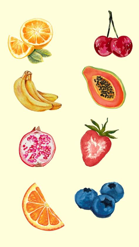 Printable Phone Case Design Art Prints, Fruit Aesthetic Art, Shuffle Stickers, Zine Cover, Summer Prints Wallpaper, Fruit Collage, Cup Painting, Aesthetic Fruit, Painted Fruit