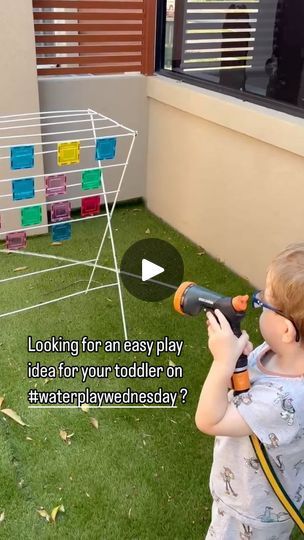 299K views · 8.6K reactions | It’s #waterplaywednesday time 💦💦💦

I absolutely love this simple NO MESS outdoor play idea #greentimegoals

Grab some magnetic tiles, we used @connetix_tiles your clothes airer and of course a hose! No hose grab a spray bottle - it will be harder but it will still get the job done!

The further away your little one stands the harder it is! From both a water pressure and an aiming perspective. 

You can 
🔆make patterns
🌈try to aim for certain colours
1️⃣draw shapes or animals or numbers on your tiles

The games are endless. Plus the garden gets a good water too.

Tag a friend who needs some #waterplay in their life today!

📸 by @preparedforcare 

#toddlerplay #toddlerplayideas #toddlerlife #toddleractivities #toddlerfinemotorskills #toddlersensory #toddle Connetix Tiles, Toddler Outdoor, Children Activities, Toddler Sensory, Magnetic Tiles, Basic Skills, Games For Toddlers, Toddler Play, Water Play