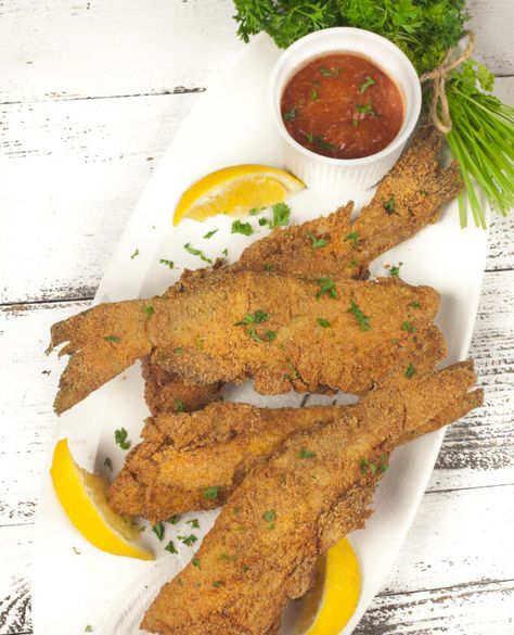 Fried Whole Catfish - Acadiana Table Catfish Acadiana Recipe, Fried Catfish Dinner, Catfish Dinner Ideas, Oven Fried Catfish, Catfish Dinner, Fried Catfish Recipes, Catfish Recipes, Owl Kitchen, Fried Catfish