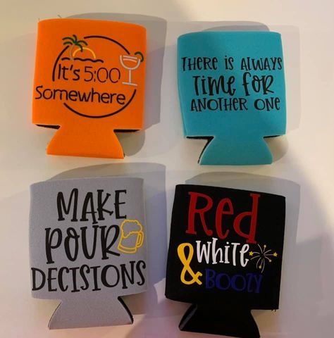 NOTE When ordering, please specify in the personalization box which color koozie and font color. If not specified, it will be made as pictured! These koozies are perfect for 12-16oz cans and long stem bottles. They're fun and a great way to liven up having a couple drinks with friends! Great gift idea! Sayings can be put on any color koozie! Sublimation Can Koozie Ideas, Can Cozy Cricut Ideas, Cruise Koozie Ideas, Drink Koozie Sayings, Cricut Koozie Ideas, Beach Koozie Ideas, Funny Can Koozie Sayings, Fall Koozie Ideas, Can Koozie Sayings