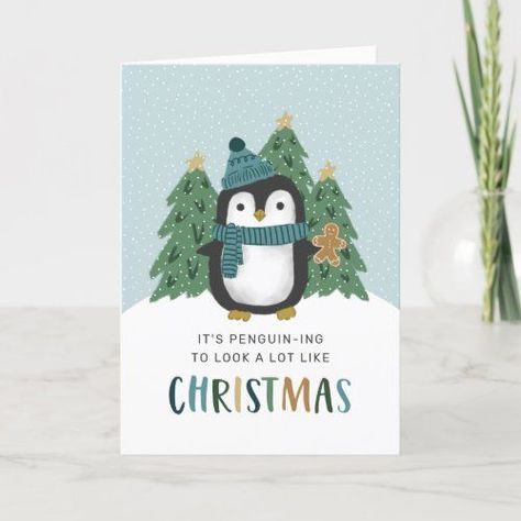 $3.97 | Cute Penguin Funny Penguin-ing Christmas #funny christmas cards, penguining, funny, humorous, humorous christmas cards, non photo christmas cards, non-photo christmas cards, cute christmas cards, cute, penguin Humorous Christmas Cards, Penguin Christmas Cards, Penguin Funny, Cute Christmas Cards, Funny Holiday Cards, Penguins Funny, Holiday Postcard, Cute Penguin, Funny Christmas Cards