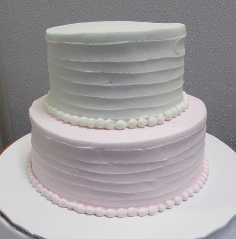 Horizontal iced tiers in white and light pink Light Pink Cake, Plain Cake, Pink Plain, Traditional Wedding Cakes, Tier Cake, Pink Cake, Tiered Cakes, Traditional Wedding, White Light