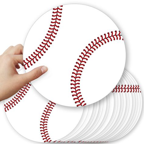 Batter Up - Baseball Essentials includes 20 cut-outs that are great for bringing all your DIY Baby Shower or Birthday Party ideas to life! Fun Decorations: Baseball cut outs SIZE 7.75 inches in diameter. Stand out when you use them for sporting events, locker decor, or school wall decorations. Party Must-Have: Our jumbo cut-outs are a versatile party decoration that will make a statement however you choose to use them. Make a banner, hang them on the wall, or use them as centerpieces. High-Quali Baseball Printables, Baseball Decorations, Baseball Centerpiece, Sports Party Centerpieces, Baseball Table, Banquet Centerpieces, Baseball Theme Birthday, Backyard Baseball, Baseball Decor