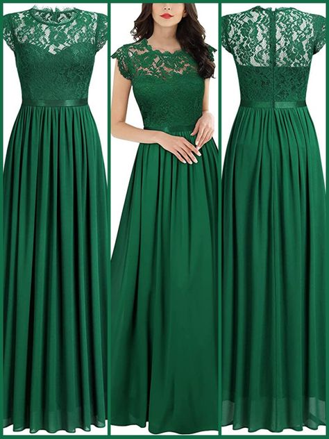 50s Dresses Formal, Bridesmaid Dress Design, Angrakha Kurti, Confirmation Dresses, Blouse Designs High Neck, Chiffon Style, Long Green Dress, Mother Of The Bride Dresses Long, Party Maxi Dress