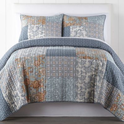 Linden Street Westgrove Quilt - JCPenney Pottery Barn Quilts, Prom Vintage, Cottage Bedroom, Art Deco Home, Quilted Sham, Twin Sheet Sets, Fitted Crib Sheet, Faded Denim, Quilted Bedspreads