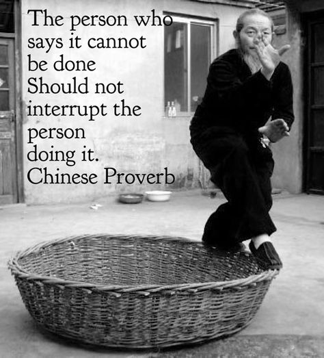 Chinese Proverb: The person who says it cannot be done should not interrupt the person doing it. Martial Arts Quotes, Chinese Proverbs, Warrior Quotes, Wing Chun, Quotable Quotes, Tai Chi, Wise Quotes, A Sign, Kung Fu