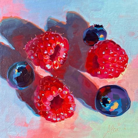 AlaiGanuza✨ on Twitter: "Raspberries and blueberries to sweeten this gray day #oilpainting… " Avocado Painting, Summer Painting, Shadow Art, Fruit Painting, Painting Collage, Painting Workshop, Expressive Art, Creative Painting, Fruit Art