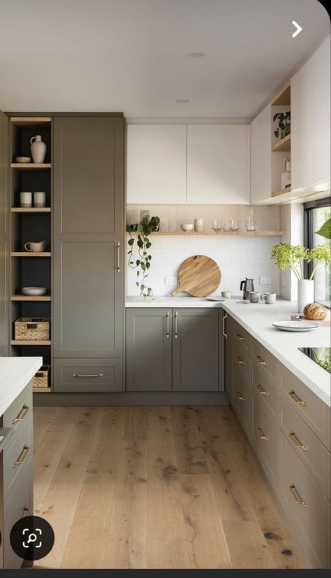 Model Dapur, Wallpaper Floor, Paint Bedroom, Sage Green Kitchen, Ceiling Wallpaper, Floor Paint, Kabinet Dapur, Room Ceiling, Living Room Ceiling