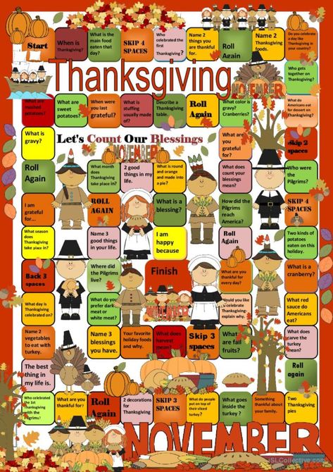 Facts About Thanksgiving, Esl Board Games, Thanksgiving Potatoes, Thanksgiving Gravy, Cranberry Thanksgiving, Thanksgiving History, Thanksgiving Facts, Thanksgiving Worksheets, Thanksgiving Classroom