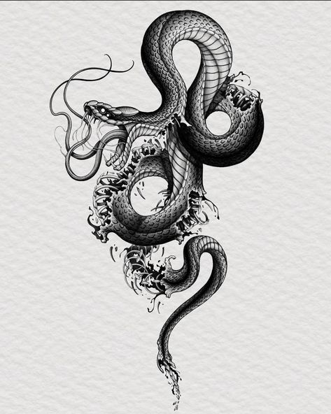 Dark Snake Tattoo Design, Gothic Snake Tattoo, Snake Bone Tattoo, Gotik Tattoo, Dog Design Art, Cobra Tattoo, Snake Drawing, Snake Tattoo Design, Flash Tattoo Designs