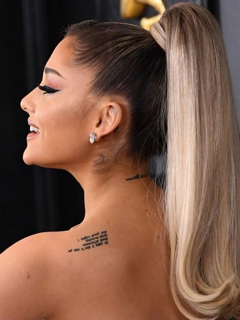 #InkedArt #TattooInspiration #BodyArt #TattooDesigns #TattooIdeas #InkAddict #TattooCommunity #TattooLovers #TattooCulture #TattooedLife Ariana Grande Baby, Ariana Grande Legs, Ariana Grande Body, Grande Tattoo, Ariana Grande Tattoo, Best Neck Tattoos, Ariana Grande Facts, Butterfly Tattoo On Shoulder, Ariana Grande News