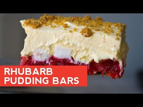 Rhubarb Pudding Bars, Pudding Bars, Pudding Bar, Rhubarb Pudding, Fruit Desserts, Rhubarb, Christmas Baking, The Recipe, Dessert