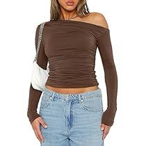 Slim Fit Crop Top, Women's Casual, Boat Neck, Off Shoulder, Going Out, Crop Top, Slim Fit, Long Sleeve, Design